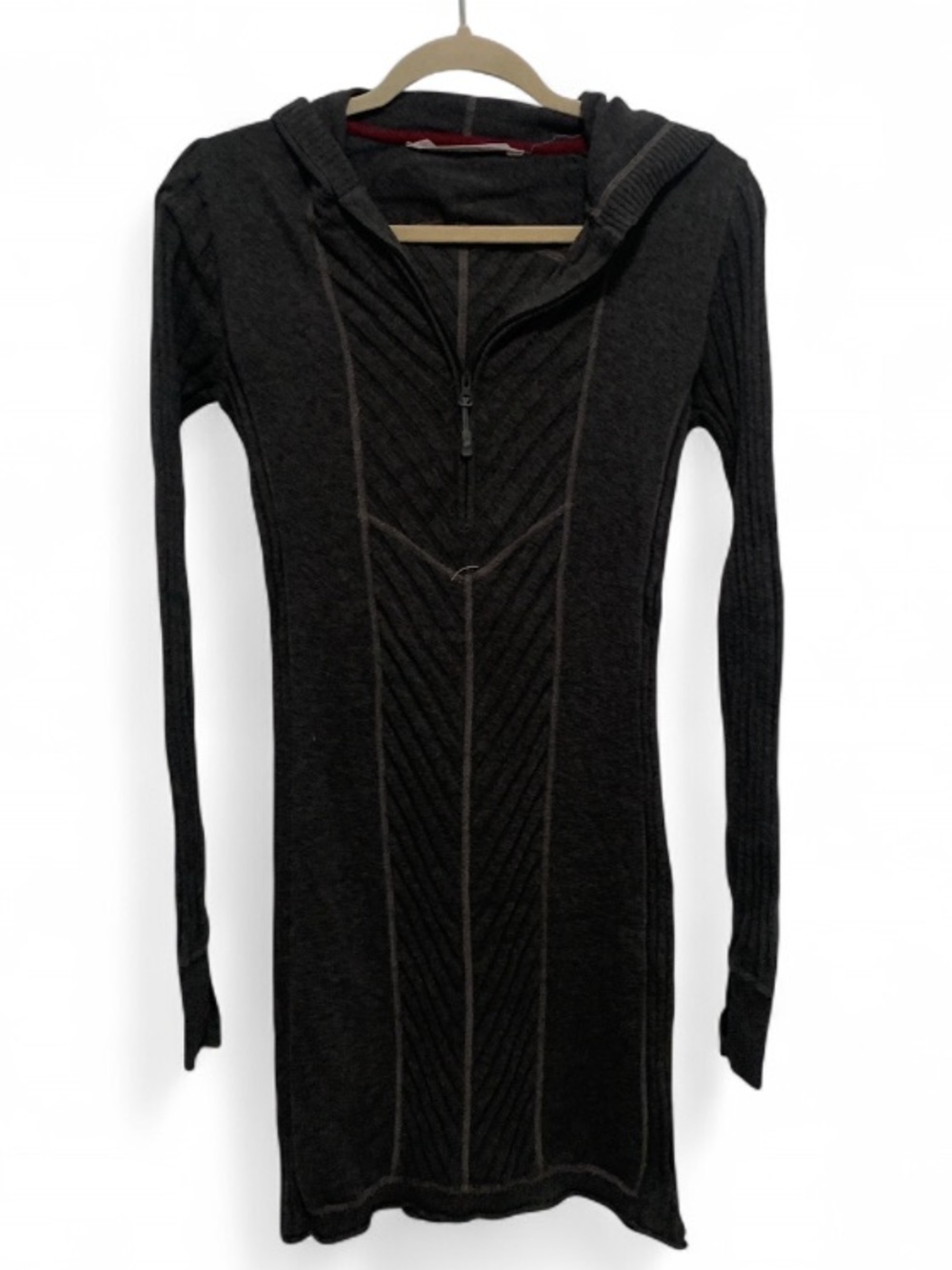 Athleta Gray Hooded Long Sleeve Wool Blend Sweater Dress